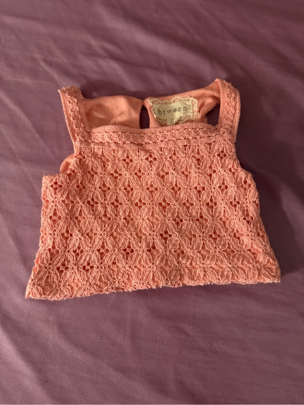 btween Coral Pink Crochet Tank Top for Kids